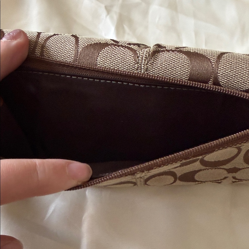 Coach Signature Brown and Tan Clutch - Picture 5 of 9